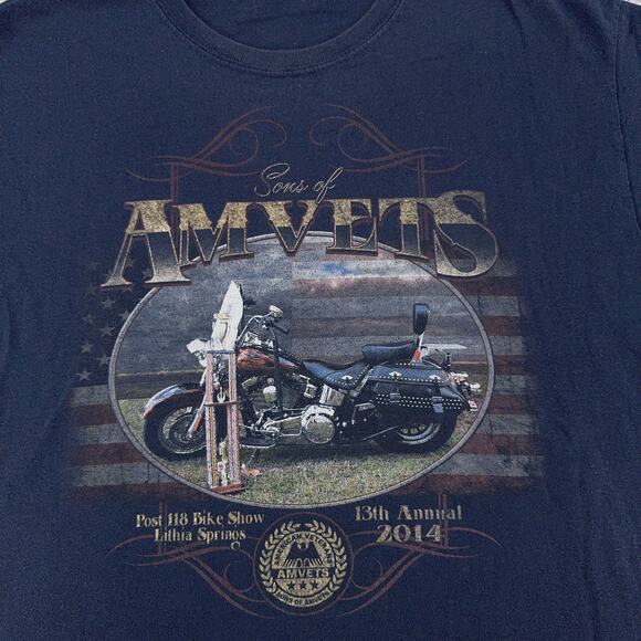 Sons of AMVETS Shirt Mens Large Navy Blue 2014 Bike Show Lithia Springs GA - Picture 1 of 8
